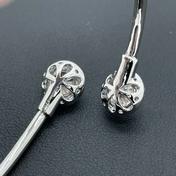 Bypass Bracelet Sterling Silver Simulated Diamonds Round Cut Absolute 4.28ctw - Picture 9 of 14